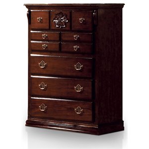 furniture of america hemps traditional solid wood 5-drawer chest in dark pine