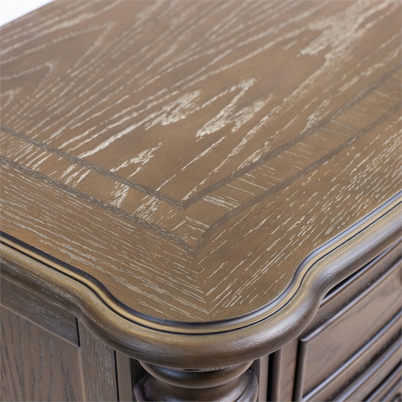 Furniture of America Leo Traditional Wood Nightstand in Rustic Natural Tone