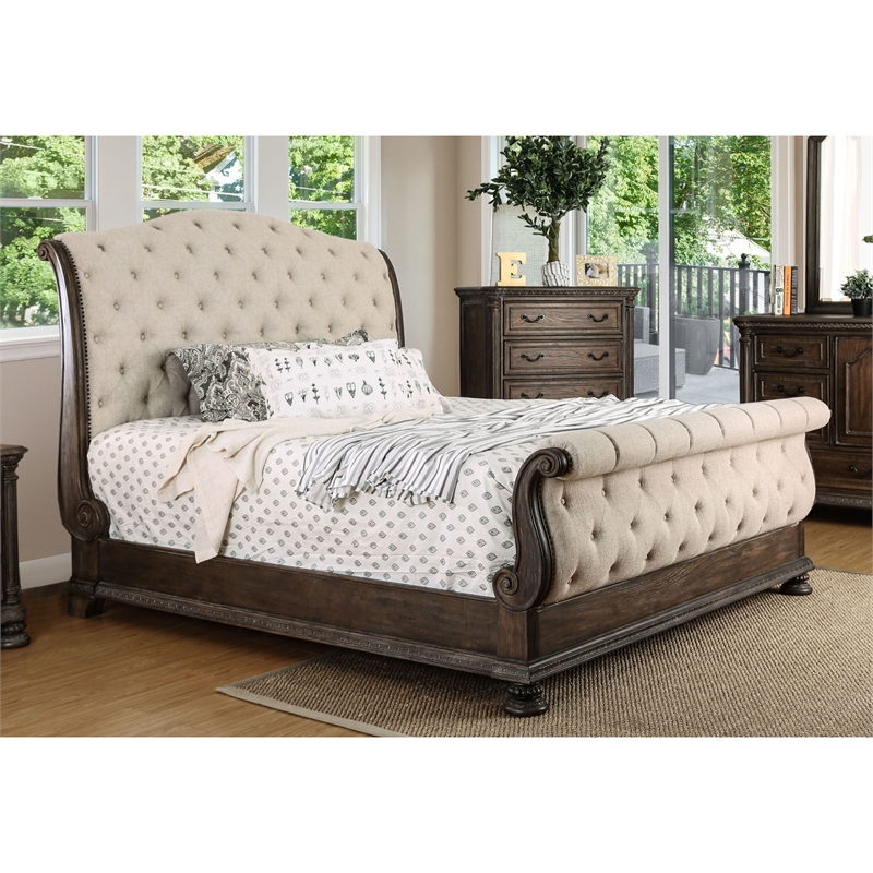 Furniture of America Kai Wood Panel Queen Bed in Rustic Natural Tone