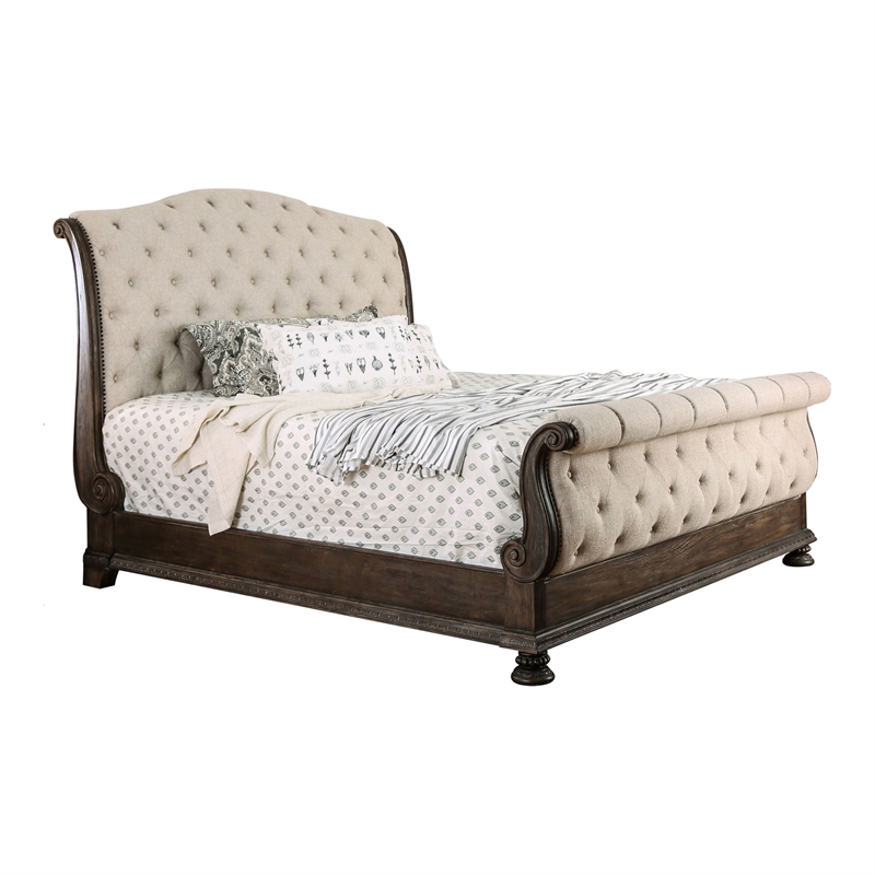 Furniture of America Kai Wood Panel Queen Bed in Rustic Natural Tone