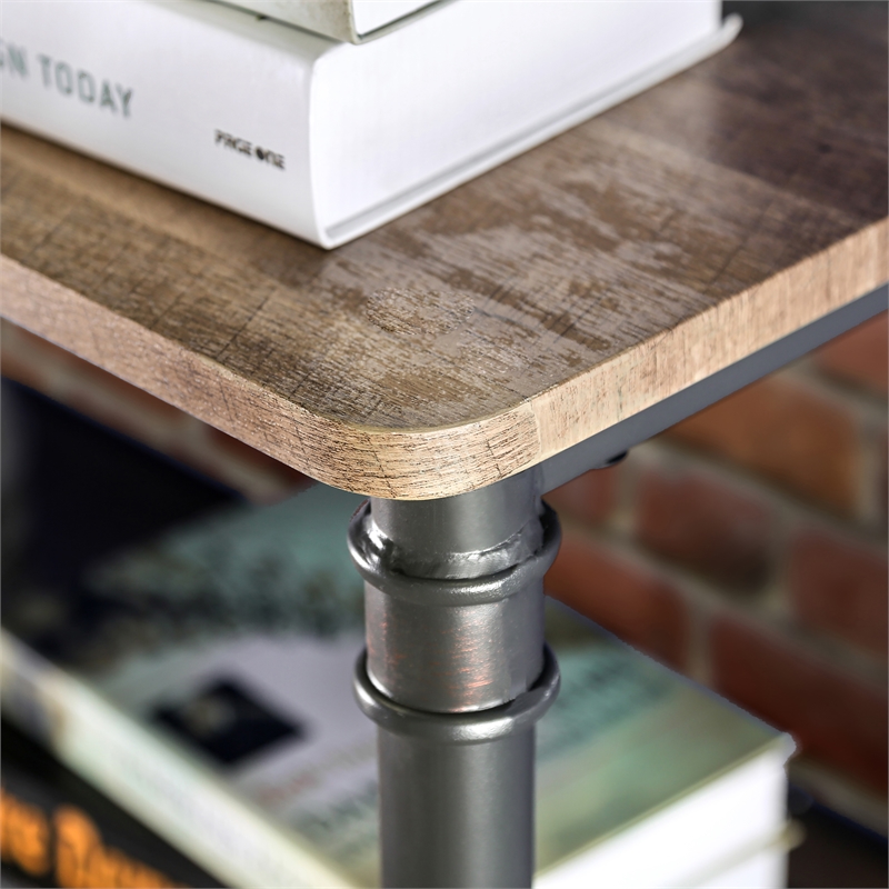 Furniture of America Gee Industrial Metal 4-Shelf Bookcase in Antique Black