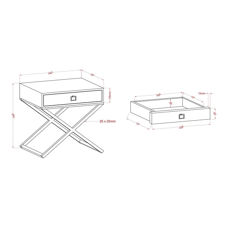 Furniture of America Ira Contemporary Wood 1-Drawer End Table in Gray