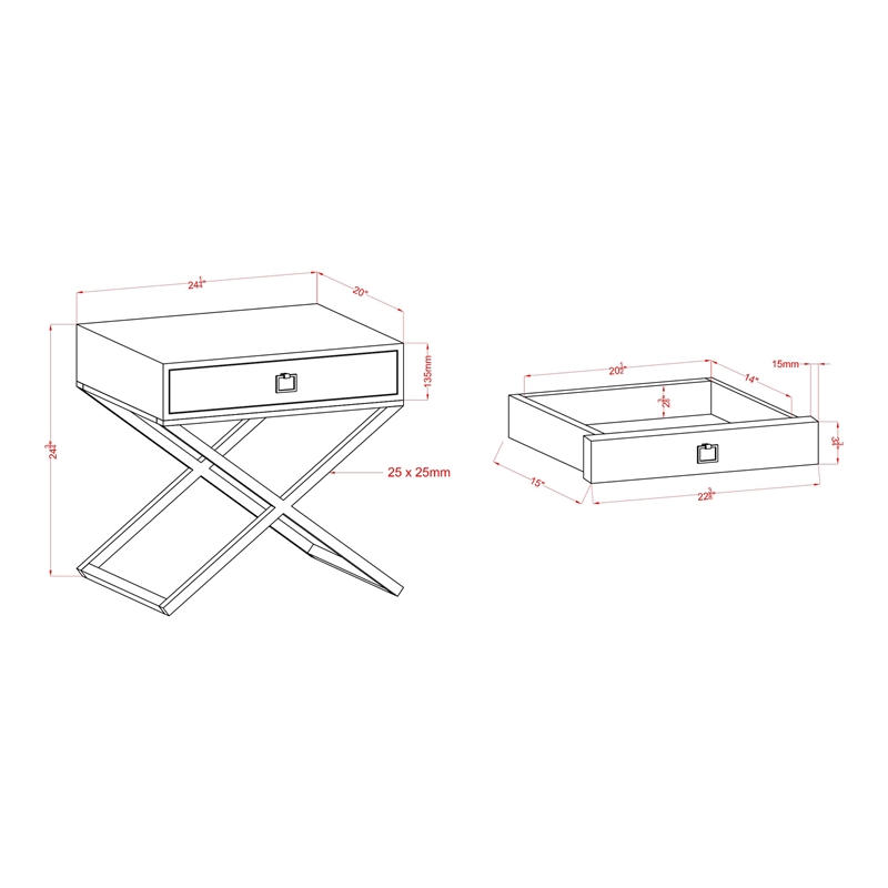Furniture of America Ira Contemporary Wood 1-Drawer End Table in Red