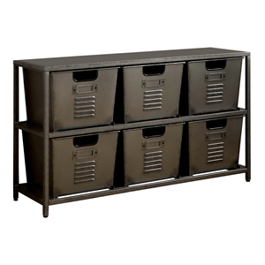 furniture of america ed industrial metal storage shelf with 6 bins