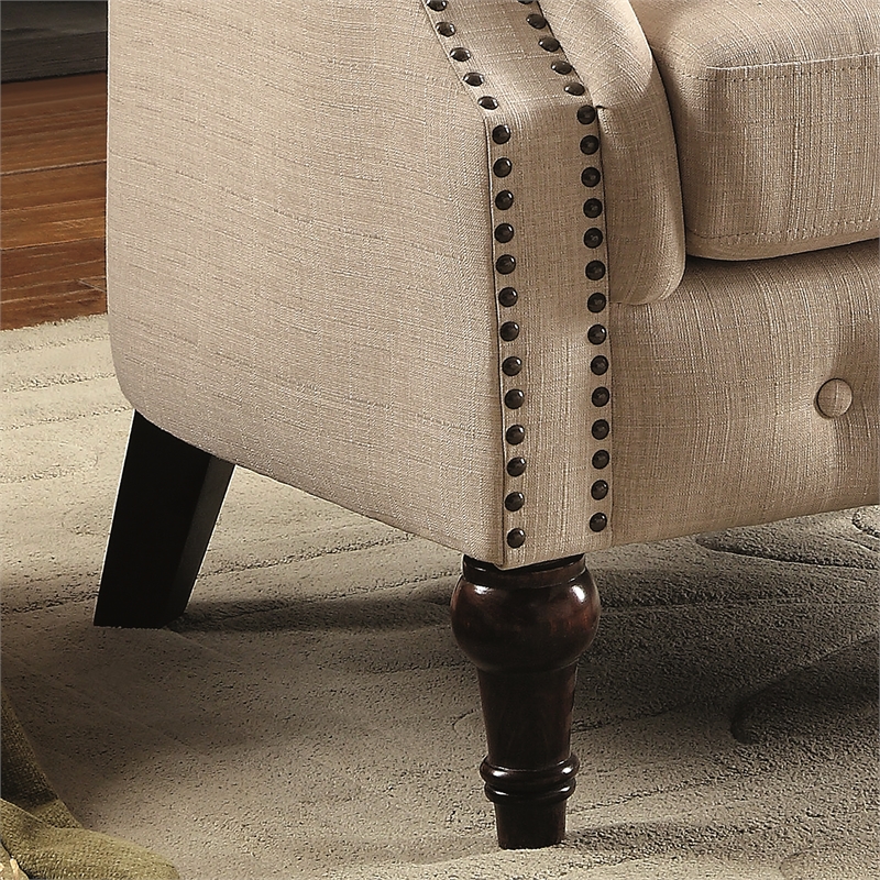 Furniture of America Sofi Contemporary Fabric Upholstered Accent Chair in Ivory