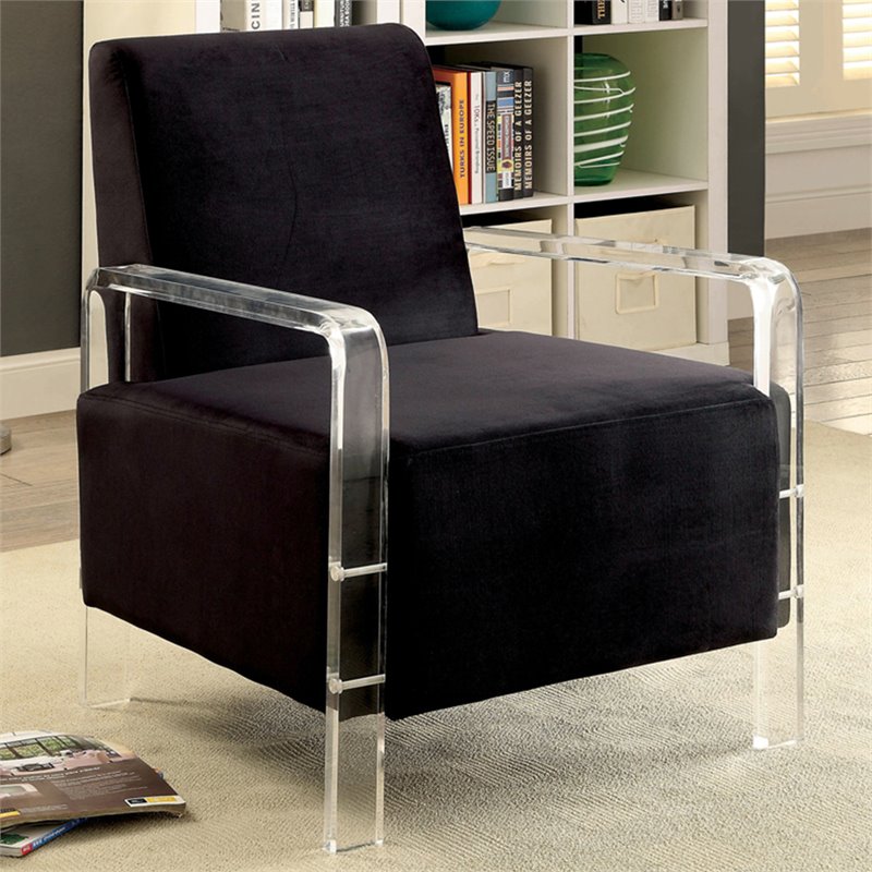 Furniture of America Jaz Contemporary Fabric Upholstered Accent Chair in Black