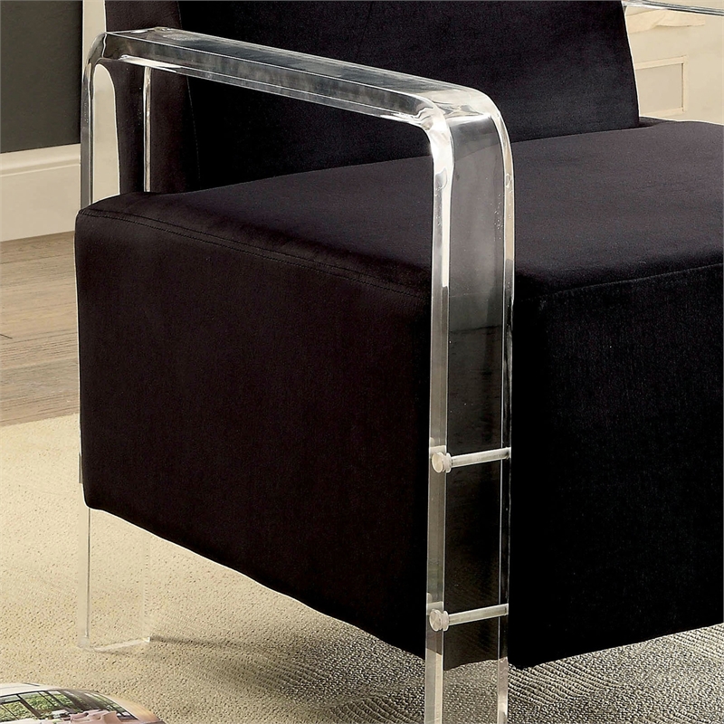 Furniture of America Jaz Contemporary Fabric Upholstered Accent Chair in Black