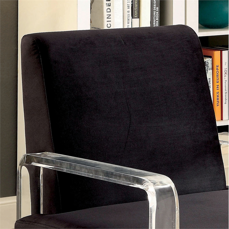 Furniture of America Jaz Contemporary Fabric Upholstered Accent Chair in Black