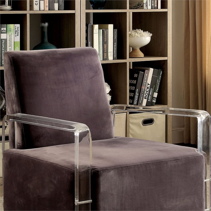 Furniture of America Jaz Contemporary Fabric Upholstered Accent Chair in Gray