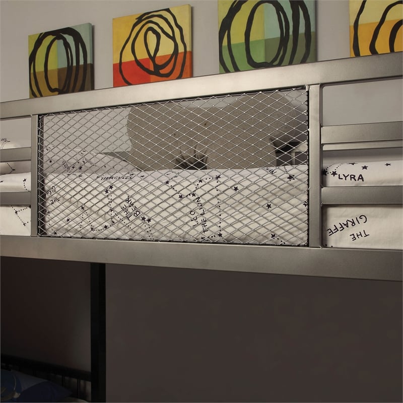 Furniture of America Dax Metal Triple Twin Bunk Bed in Gray and Silver