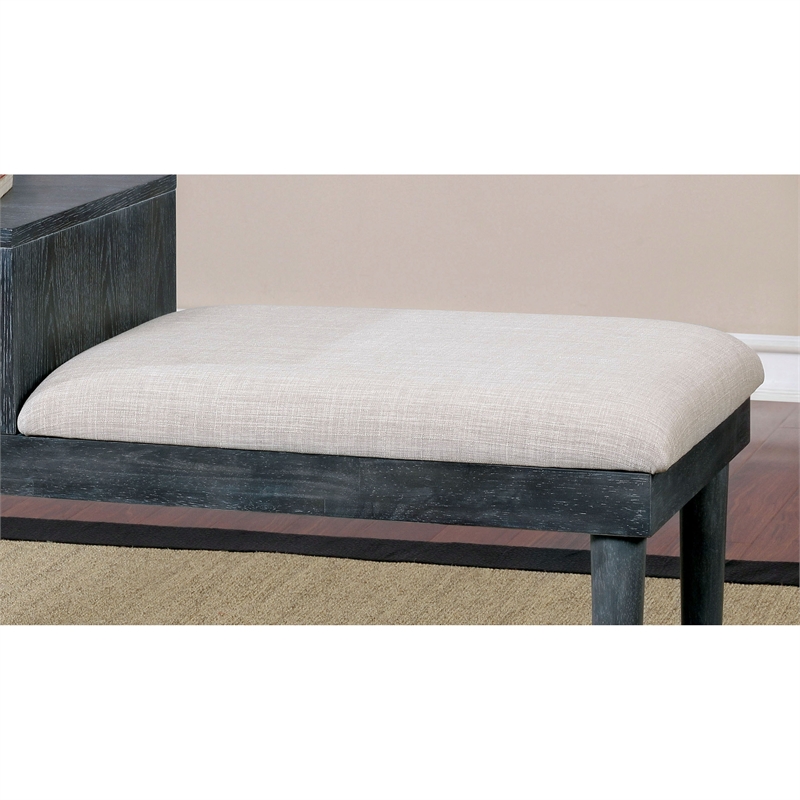 Furniture of America Dot Mid-Century Wood Storage Accent Bench in Weathered Gray