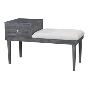 Furniture of America Dot Mid-Century Wood Storage Accent Bench in Weathered Gray
