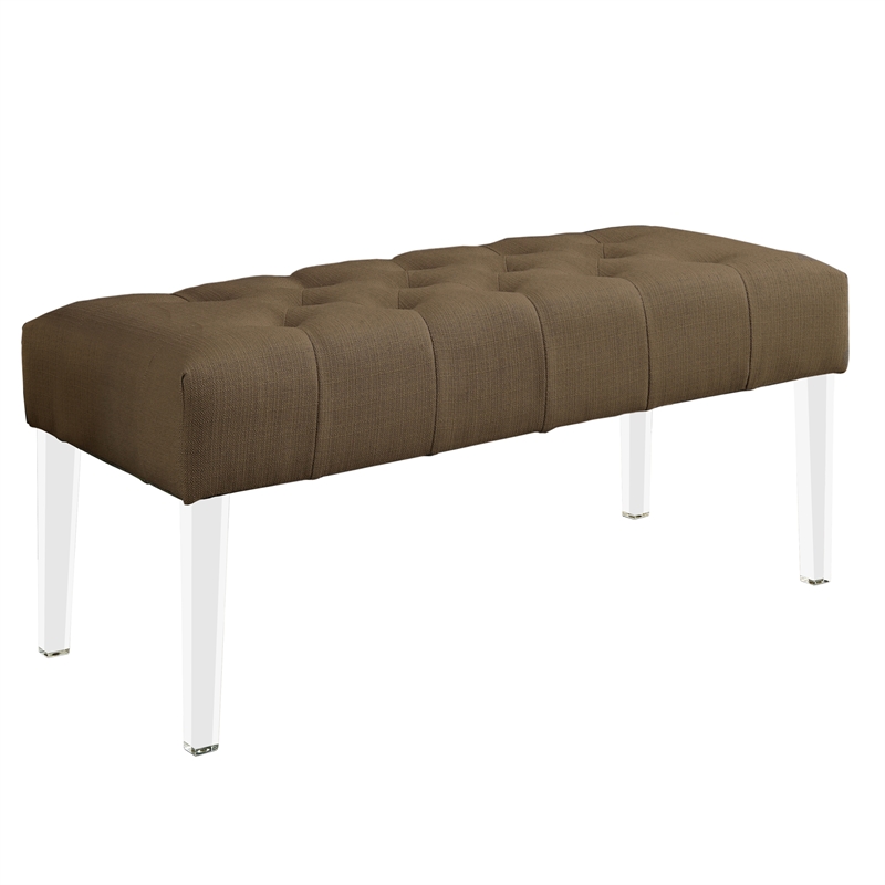Furniture of America Paz Contemporary Fabric Tufted Bench in Brown