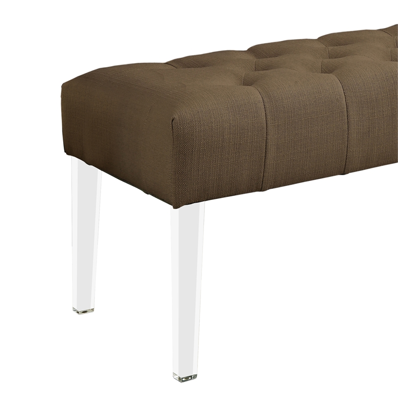 Furniture of America Paz Contemporary Fabric Tufted Bench in Brown