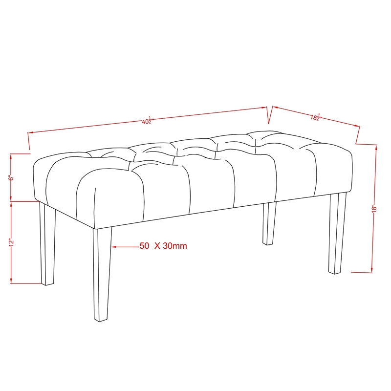 Furniture of America Paz Contemporary Fabric Tufted Bench in Brown