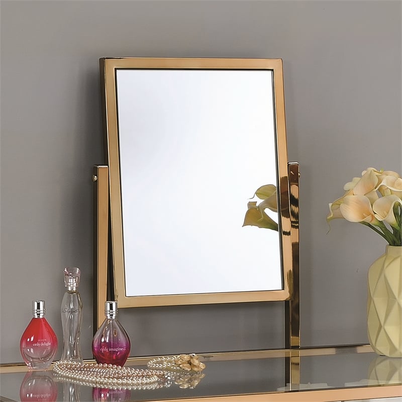 Furniture of America Ian Metal 3-Piece Bedroom Vanity Set in Champagne Gold