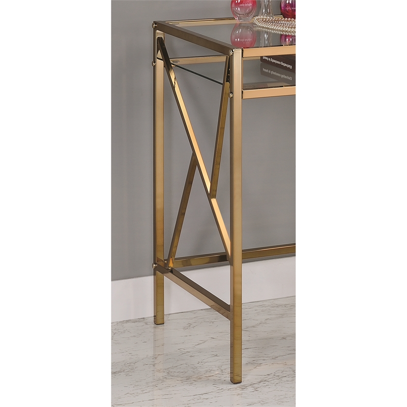 Furniture of America Ian Metal 3-Piece Bedroom Vanity Set in Champagne Gold