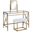 Furniture of America Ian Metal 3-Piece Bedroom Vanity Set in Champagne Gold