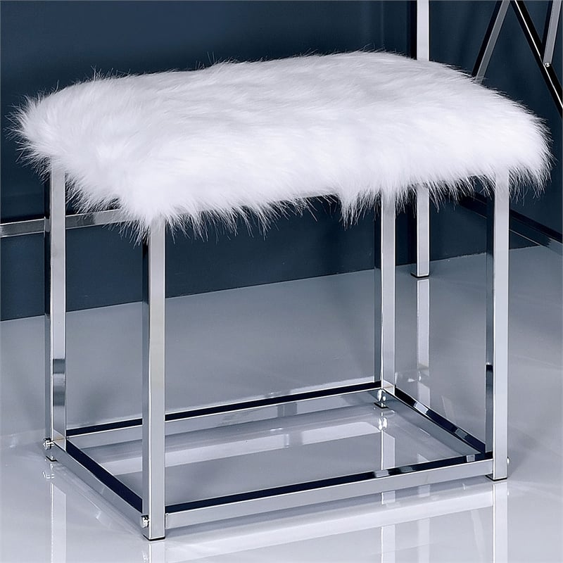 Furniture of America Ian Metal 3-Piece Bedroom Vanity Set in Chrome