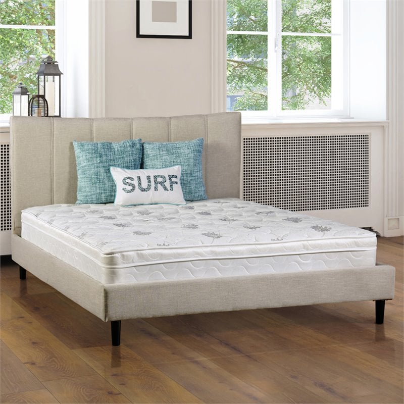 Furniture of America Kya Fabric 9-Inch Cal King Euro Top Mattress in White