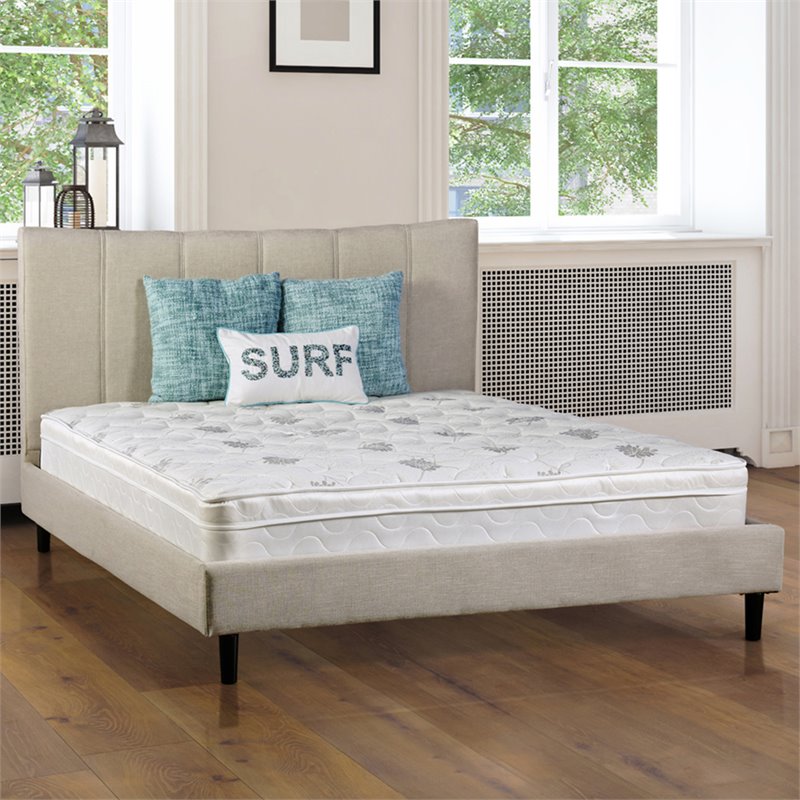 Furniture of America Kya Fabric 9-Inch Twin Euro Top Mattress in White