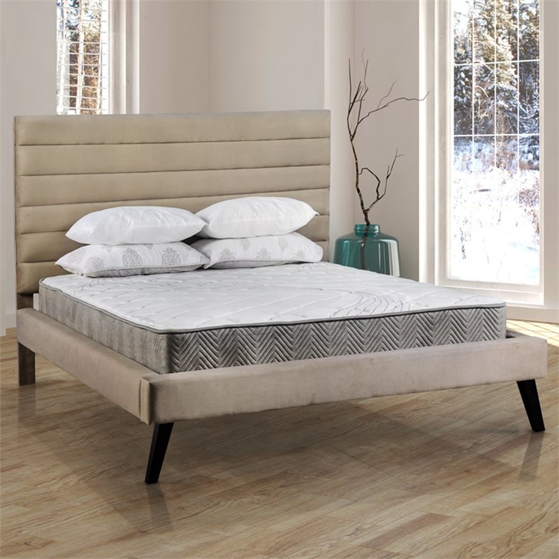 Furniture of America Joy Edge Fabric King Pocket Coil Mattress in White