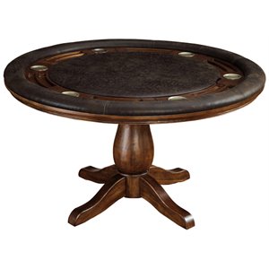 furniture of america izi contemporary wood round game table in brown