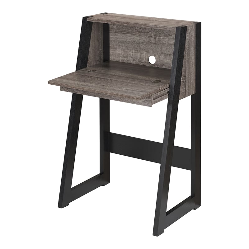 Furniture of America Gase Farmhouse Wood Fold Down Desk in Distressed Gray/Black