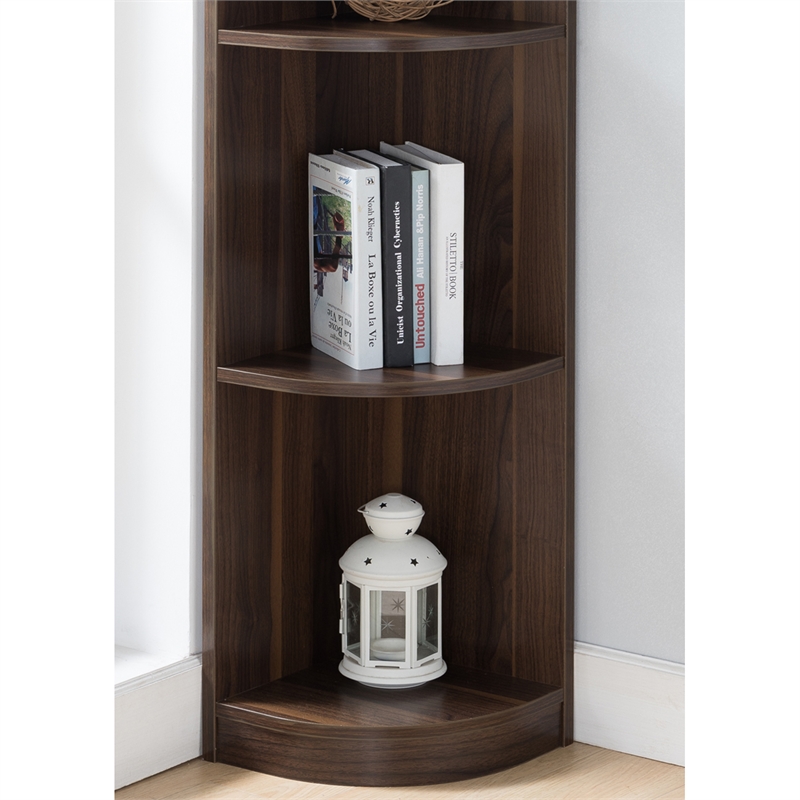 Furniture Of America Maleena Wood 5, Dark Walnut Corner Bookcase