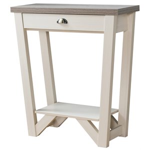 furniture of america iga contemporary wood 1-drawer console table in ivory