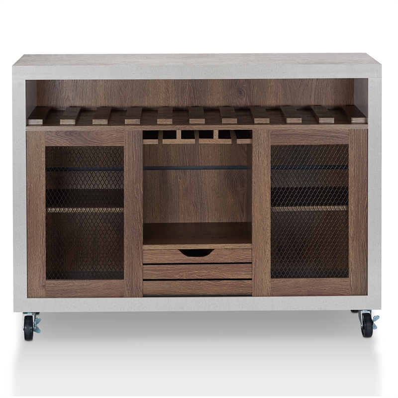 Furniture of America Raxon Industrial Wood Multi-Storage Buffet in Walnut