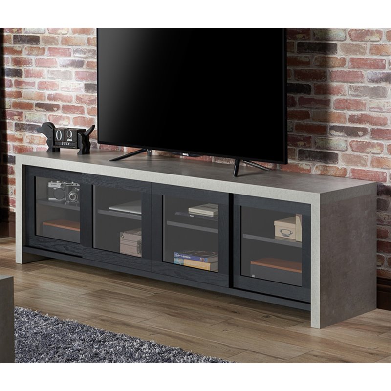 Furniture of America Tillion Industrial Wood Sideboard in Cement and Black