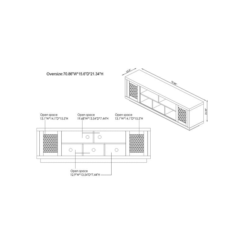 Furniture of America Oox Industrial Wood 70.78Inch TV Stand in Walnut