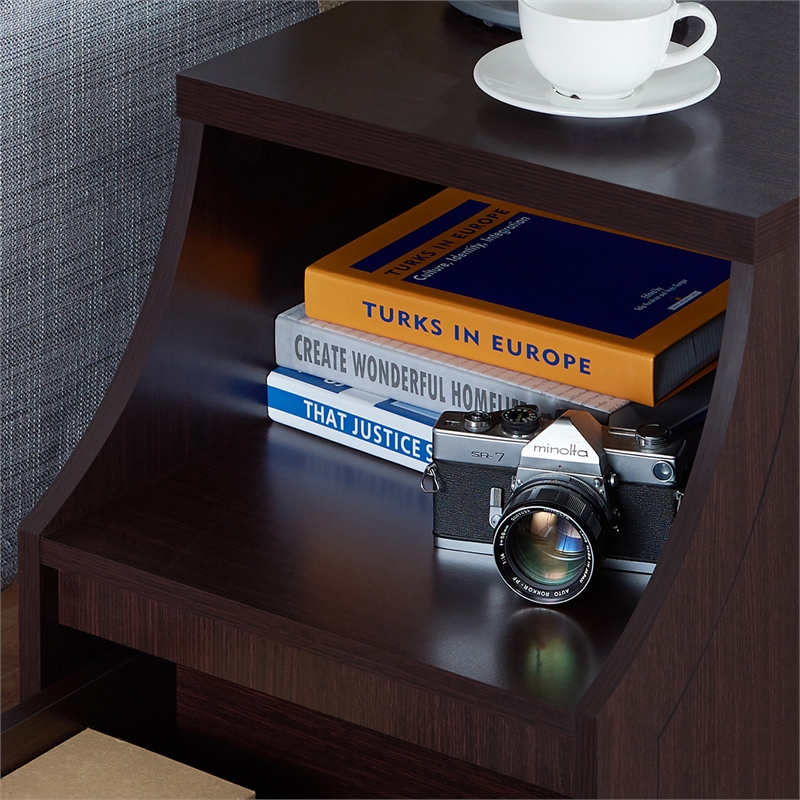 Furniture of America Moshe Modern Wood Storage End Table in Walnut