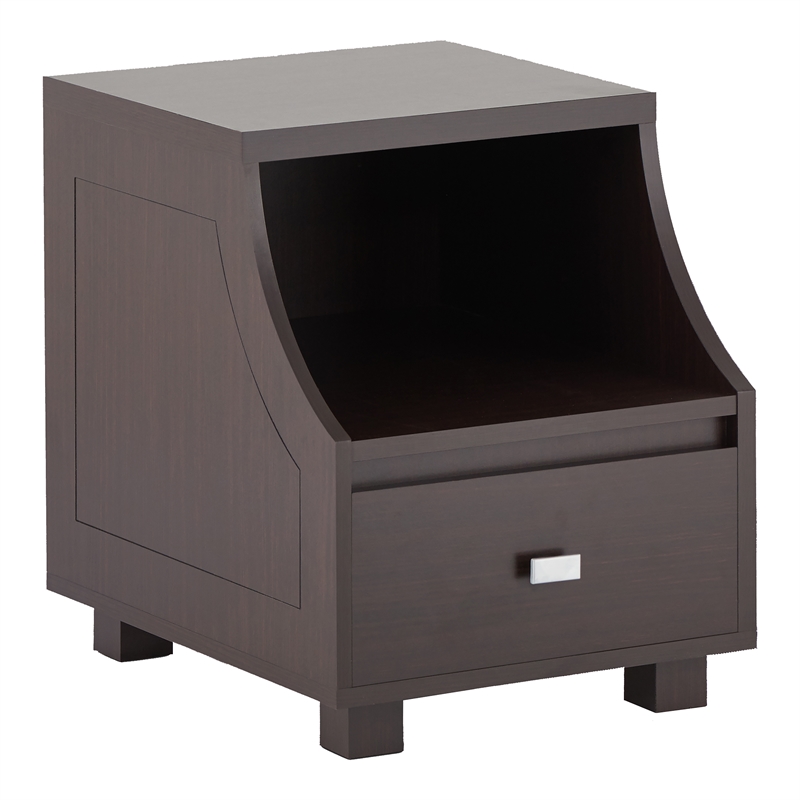 Furniture of America Moshe Modern Wood Storage End Table in Walnut