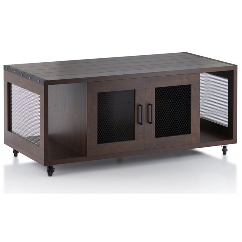 Furniture of America Sloan Industrial 70-inch Wood TV Stand in Vintage Walnut