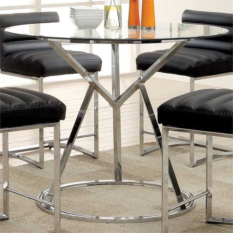Furniture Of America Vova Round Glass Top Counter Height Dining Furniture Of America Vova Round Glass Top Counter Height Dining Table
