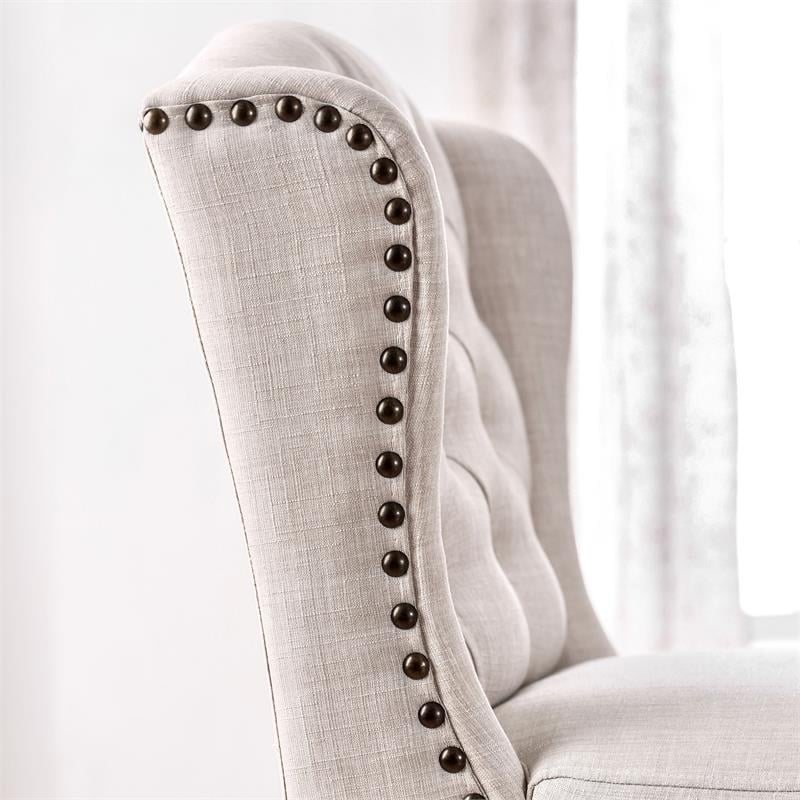 Furniture of America Sinuata Rustic Fabric Bar Chair in Beige (Set of 2)