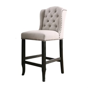 Furniture of America Sinuata Rustic Fabric Bar Chair in Beige (Set of 2)