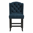 Furniture of America Sinuata Fabric Blue Wingback Counter Chair (Set of 2)