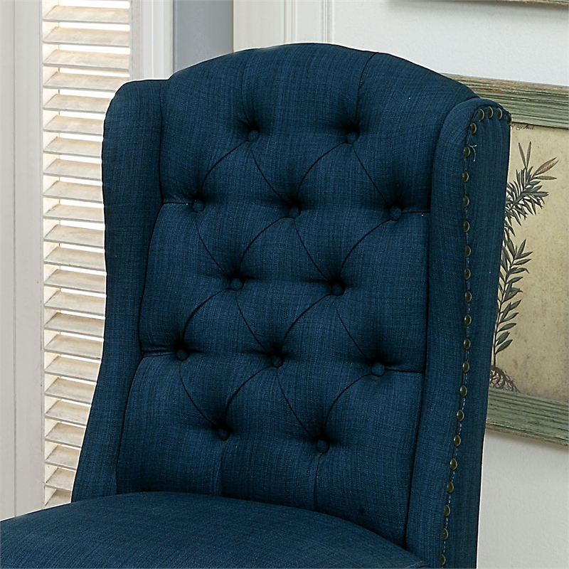 Furniture of America Sinuata Fabric Tufted Side Chair in Blue (Set of 2)