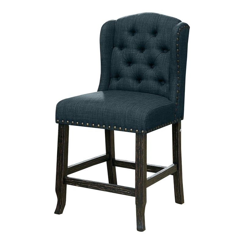 Furniture of America Sinuata Fabric Gray Wingback Counter Chair (Set of 2)