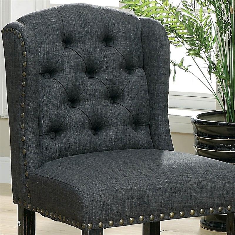 Furniture of America Sinuata Fabric Gray Wingback Counter Chair (Set of 2)