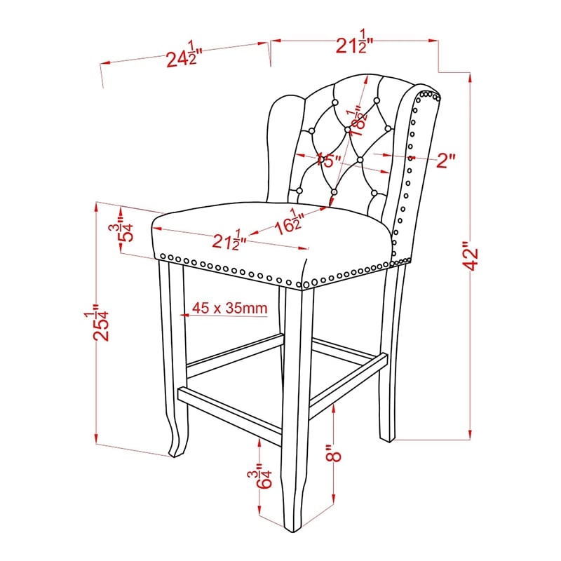 Furniture of America Sinuata Fabric Gray Wingback Counter Chair (Set of 2)