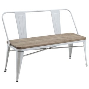 Furniture of America Mayfield Industrial Metal Base Dining Bench in White