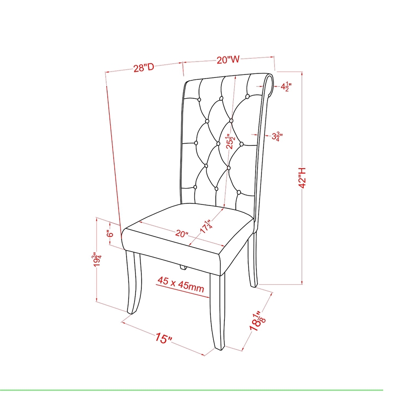 Furniture of America Landon Fabric Side Chair in Gray and Black (Set of 2)