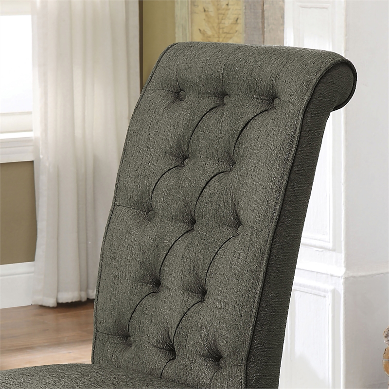 Furniture of America Landon Fabric Side Chair in Gray and Black (Set of 2)