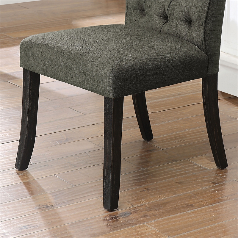 Furniture of America Landon Fabric Side Chair in Gray and Black (Set of 2)