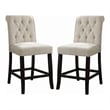 Furniture of America Landon Fabric Tufted Pub Chairs in Ivory (Set of 2)
