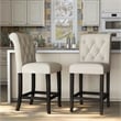 Furniture of America Landon Fabric Tufted Pub Chairs in Ivory (Set of 2)